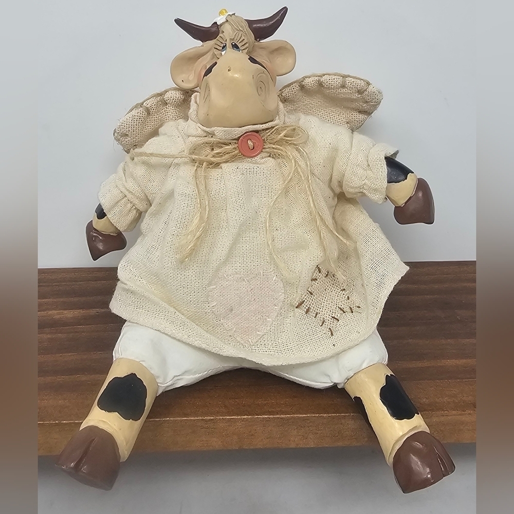 Russ Berrie Kathleen Kelly Heaven Lee Cow #13021 Angel Resin Shelf Sitter